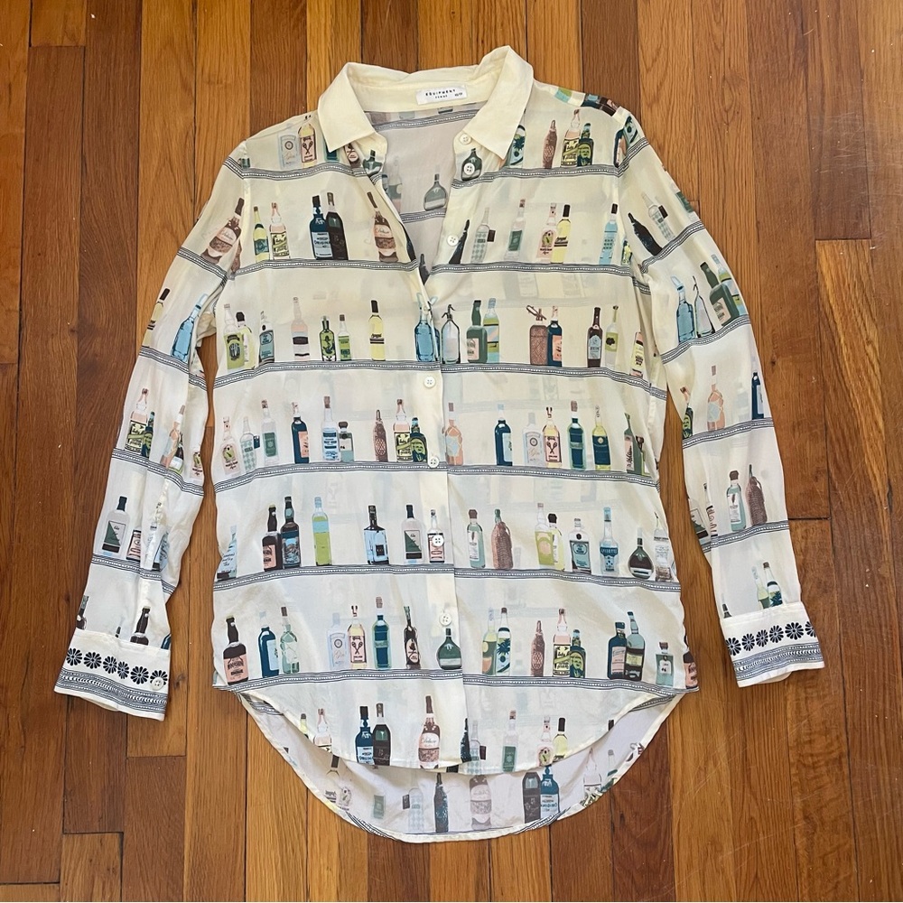 Equipment Essential Bottle Printed Silk Shirt